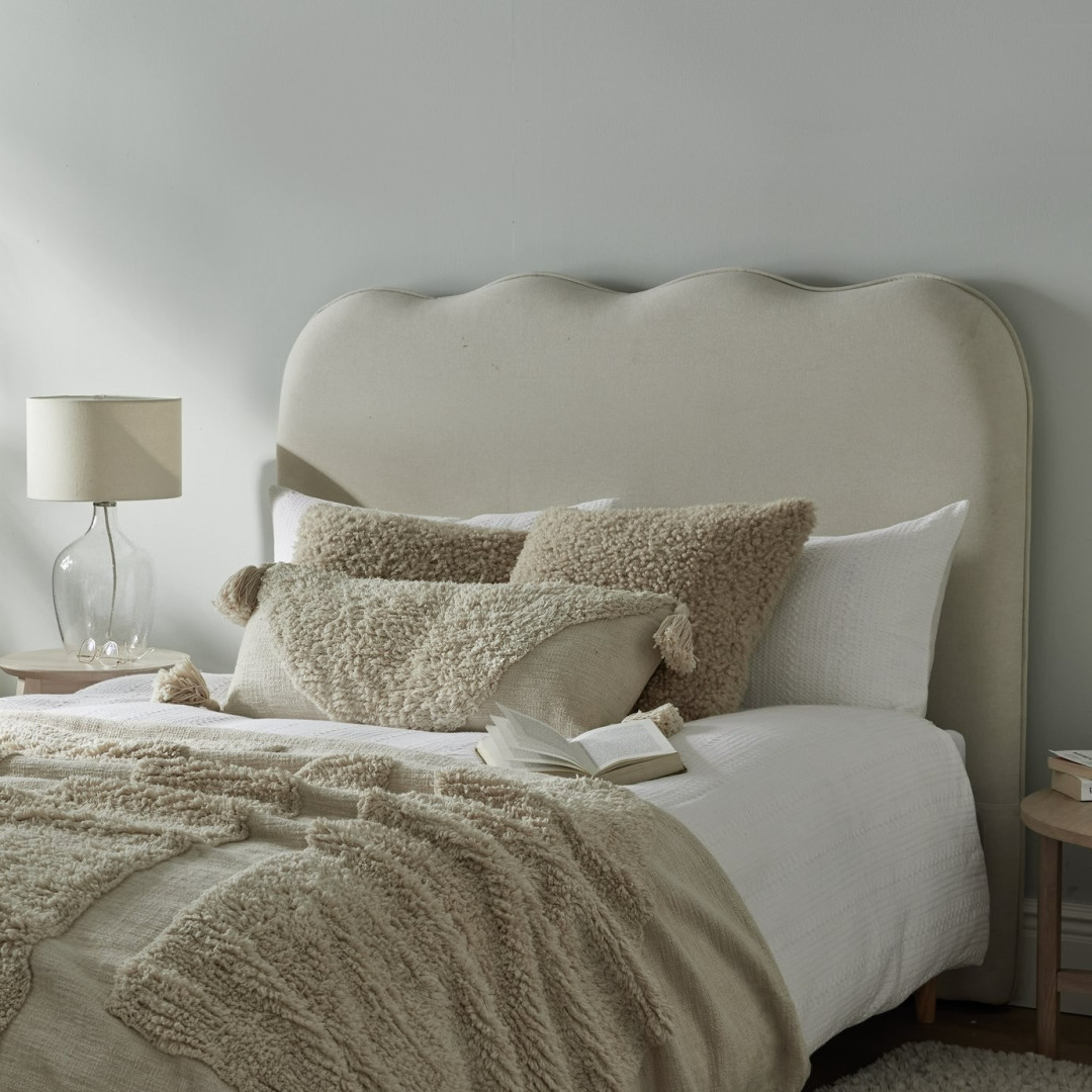 Onda Linen Kingsize Headboard - Natural | Natural Fabric Headboard Onda Linen Kingsize Headboard - Natural | Natural Fabric Headboard