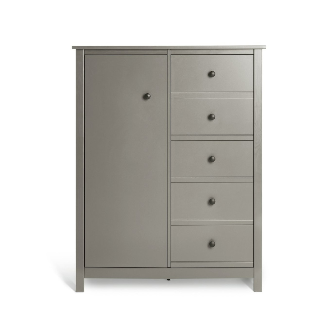 Brooklyn 1 Door 5 Drawer Short Wardrobe - Grey | Short Home Storage Brooklyn 1 Door 5 Drawer Short Wardrobe - Grey | Short Home Storage