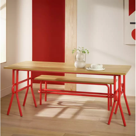 Ballon Metal 4-6 Seater Dining Table Red | Modern Kitchen Dining Furniture