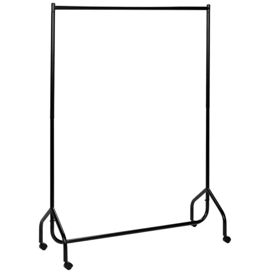 Single Heavy Duty 4ft Wide Clothes Rail - Black | Strong Garment Hanging Storage
