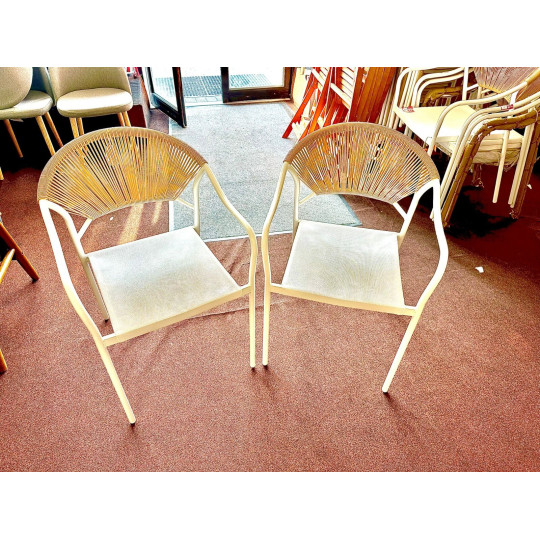 Elvas Set of 2 Rattan Effect Garden Chair - Natural | Outdoor Durable