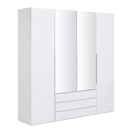 Hallingford 4 Door 3 Drawer Wardrobe- White Gloss (B GRADE)