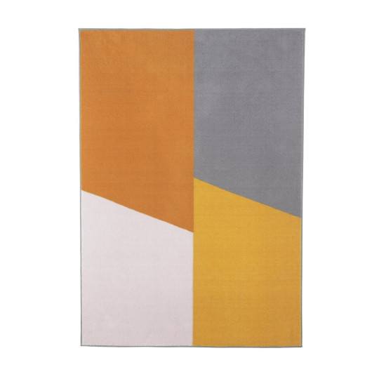 Geometric Block Mustard Cut Pile Rug - 230x160cm