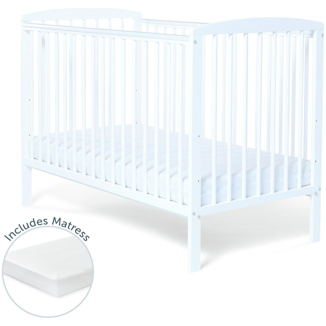 Baby Elegance Starlight Baby Cot with Mattress - White Baby Elegance Starlight Baby Cot with Mattress - White