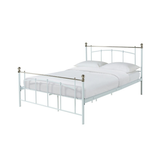 Yani Small Double Metal Bed Frame - White | Classic Underbed Storage