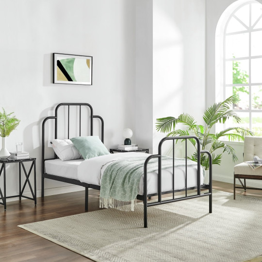 Jacques Single Metal Bed Frame Black | Sturdy Durable Bedframe Bedroom