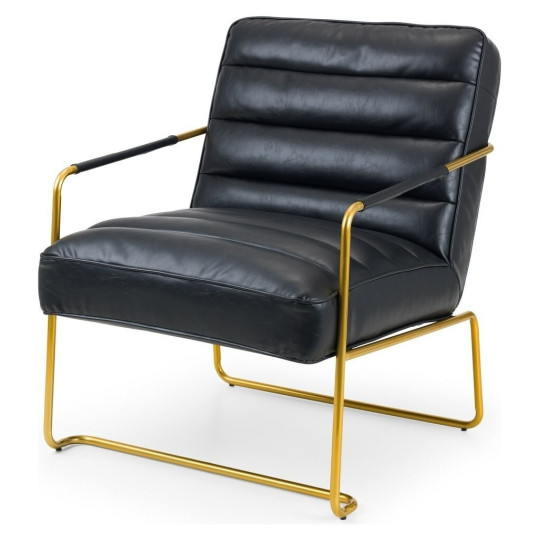 Julian Bowen Giorgio Faux Leather Accent Chair - Black | Modern Lounge Seat