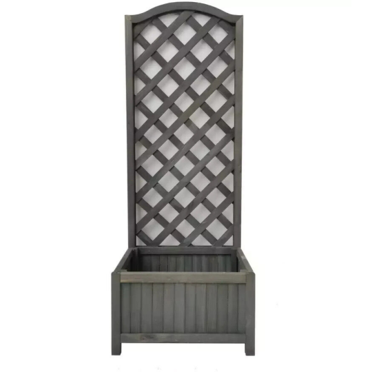 Straight Lattice Wooden Planter - Grey | Grey Garden Plant Pot Climbing Trellis