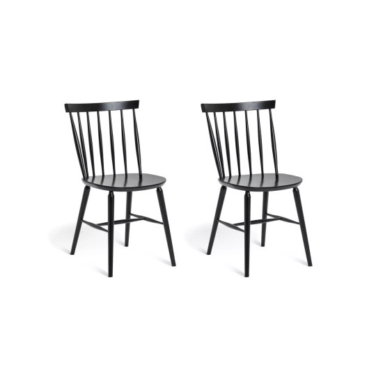 Talia Pair of Solid Wood Dining Chairs - Black |Modern Kitchen Furniture