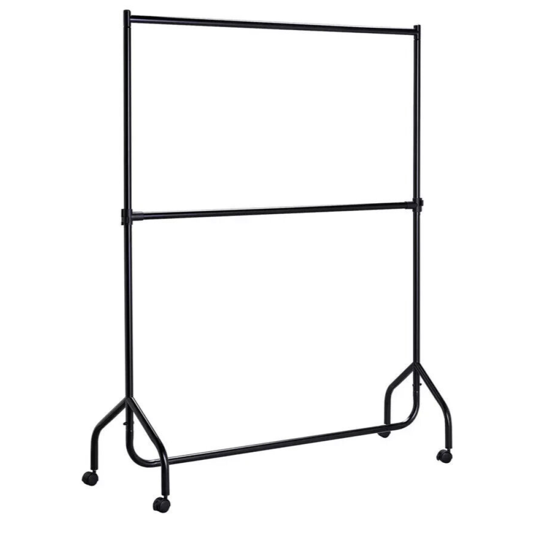 Home Heavy Duty 2 Tier Wheeled Clothes Rail Black | Freestanding Wardrobe Rack Home Heavy Duty 2 Tier Wheeled Clothes Rail Black | Freestanding Wardrobe Rack