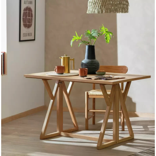 Heath Oak 4 Seater Folding Table Natural | Space Saving Dining Table Furniture