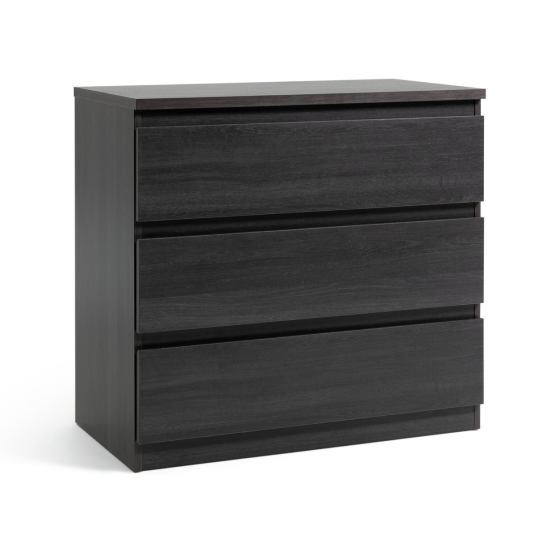 Jenson 3 Drawer Chest -Black Oak Effect | Dark Wood Look