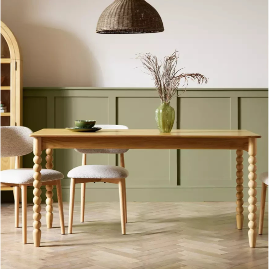 Blaire Bobbin Wood Veneer Dining Table Oak | Modern Wooden Dining Table