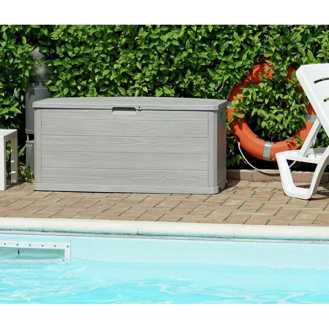 Toomax 280L Wood Effect Garden Storage Box - Grey Toomax 280L Wood Effect Garden Storage Box - Grey