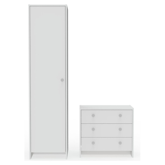 Seville 2 Piece 1 Door Wardrobe Set - White