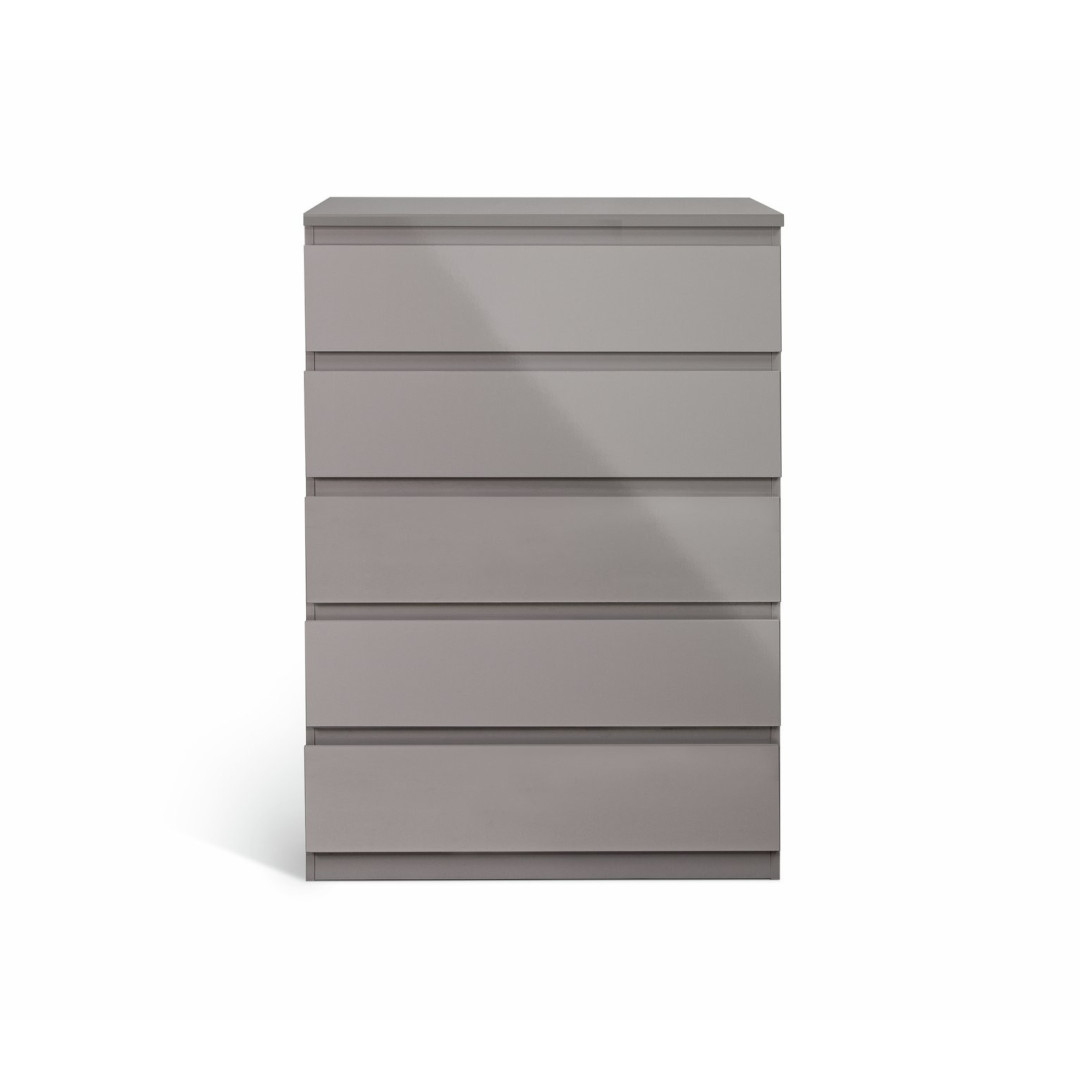Jenson 5 Drawer Chest - Grey Gloss | Sleek Storage Solution Jenson 5 Drawer Chest - Grey Gloss | Sleek Storage Solution