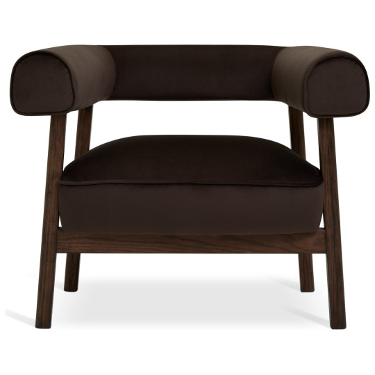 Elio Velvet Chair - Brown