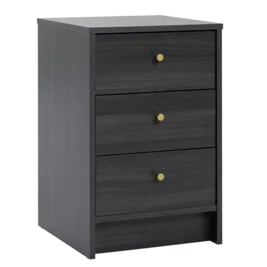 Malibu 3 Drawer Bedside Table - Black Oak Effect | Cupboard