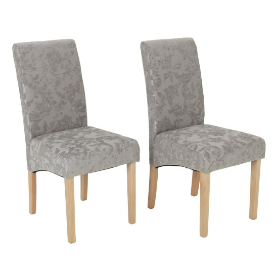 Pair of Skirted Dining Chairs - Damask Grey