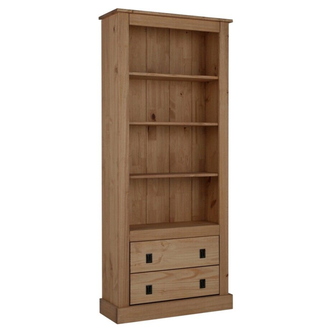 Solid Pine 2 Drawer Tall Bookcase Solid Pine 2 Drawer Tall Bookcase