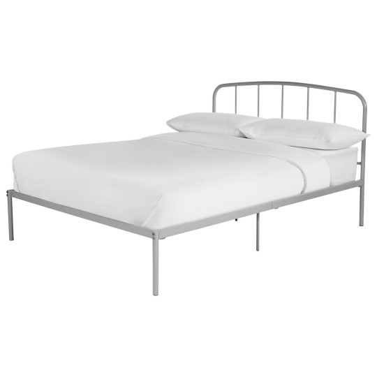 Freja Double Metal Bed Frame - Silver | Bedroom Furniture for Teen or Guest Room