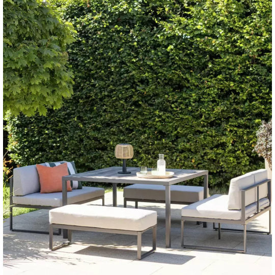 Colmar 8 Seater Space Saving Metal Patio Set-Grey (B GRADE)