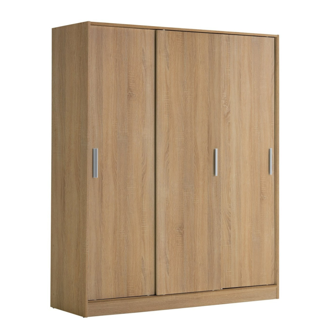 Home Nova 3 Door Sliding Wardrobe - Oak | Spacious Clothing Organization Home Nova 3 Door Sliding Wardrobe - Oak | Spacious Clothing Organization