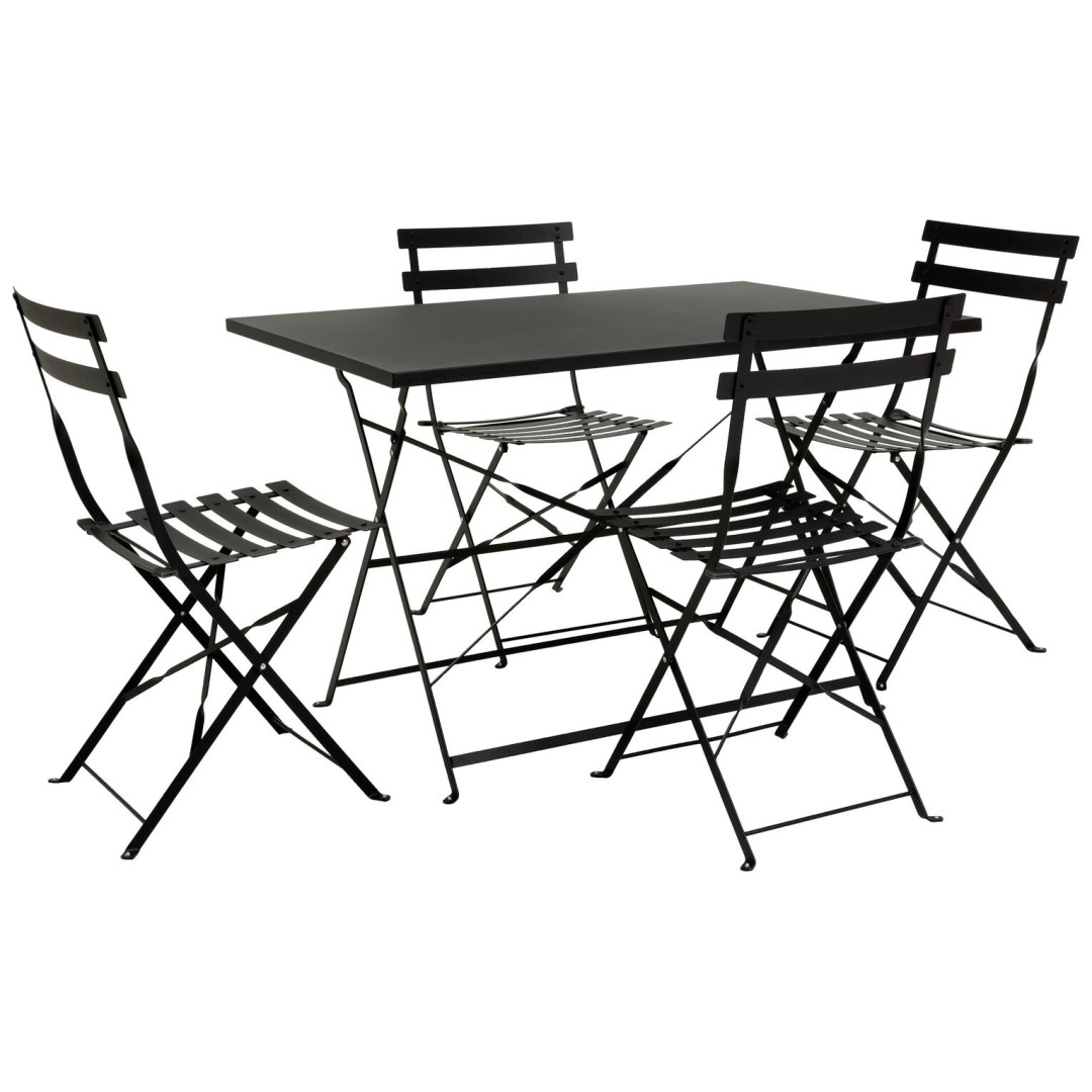Eve 4 Seater Folding Metal Patio Set - Black (B+) Eve 4 Seater Folding Metal Patio Set - Black (B+)