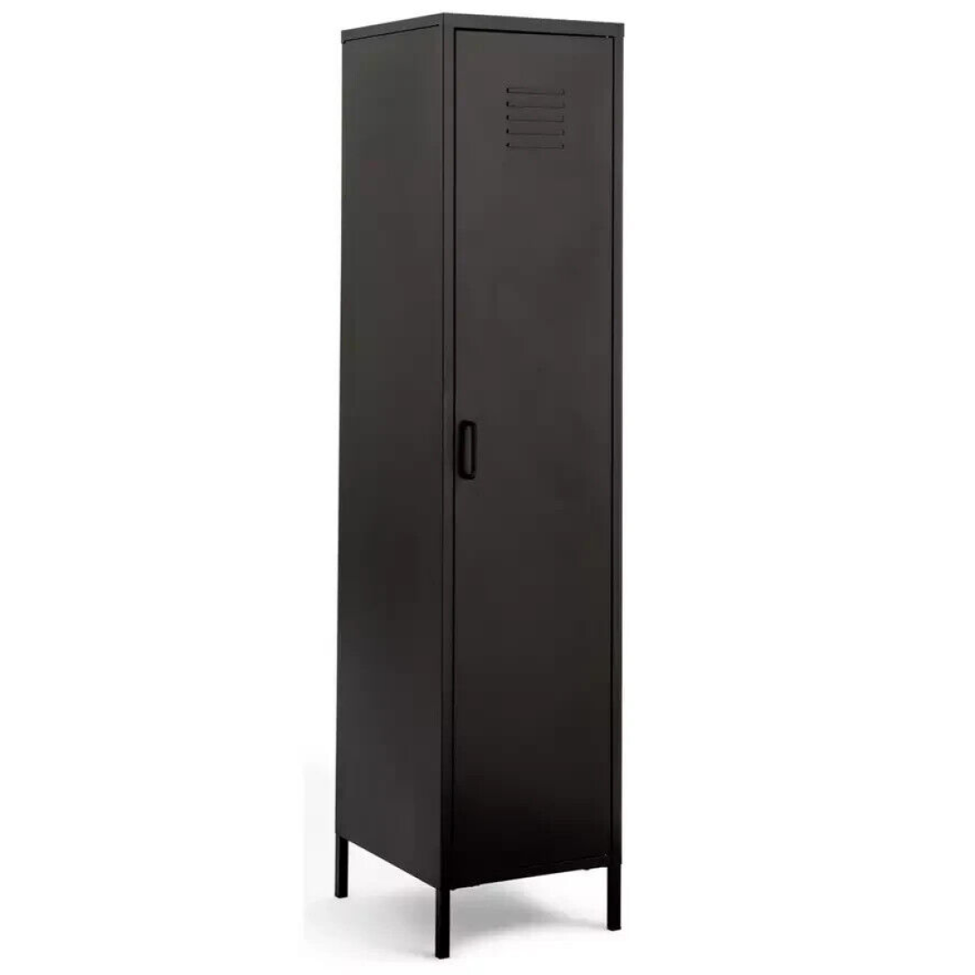 Stevie Tall 1 Door 4 Shelves Locker - Black Stevie Tall 1 Door 4 Shelves Locker - Black