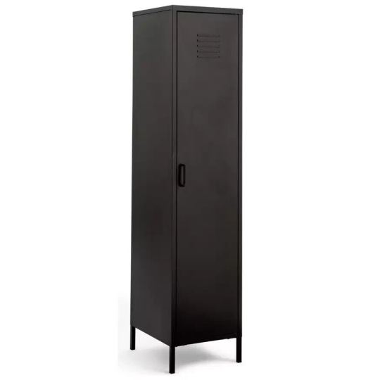  Stevie Tall 1 Door 4 Shelves Locker - Black