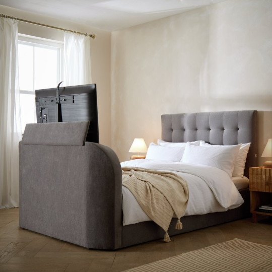 Bentley Kingsize 2.1 Sound TV Ottoman Bed - Grey | Bed with Sound System
