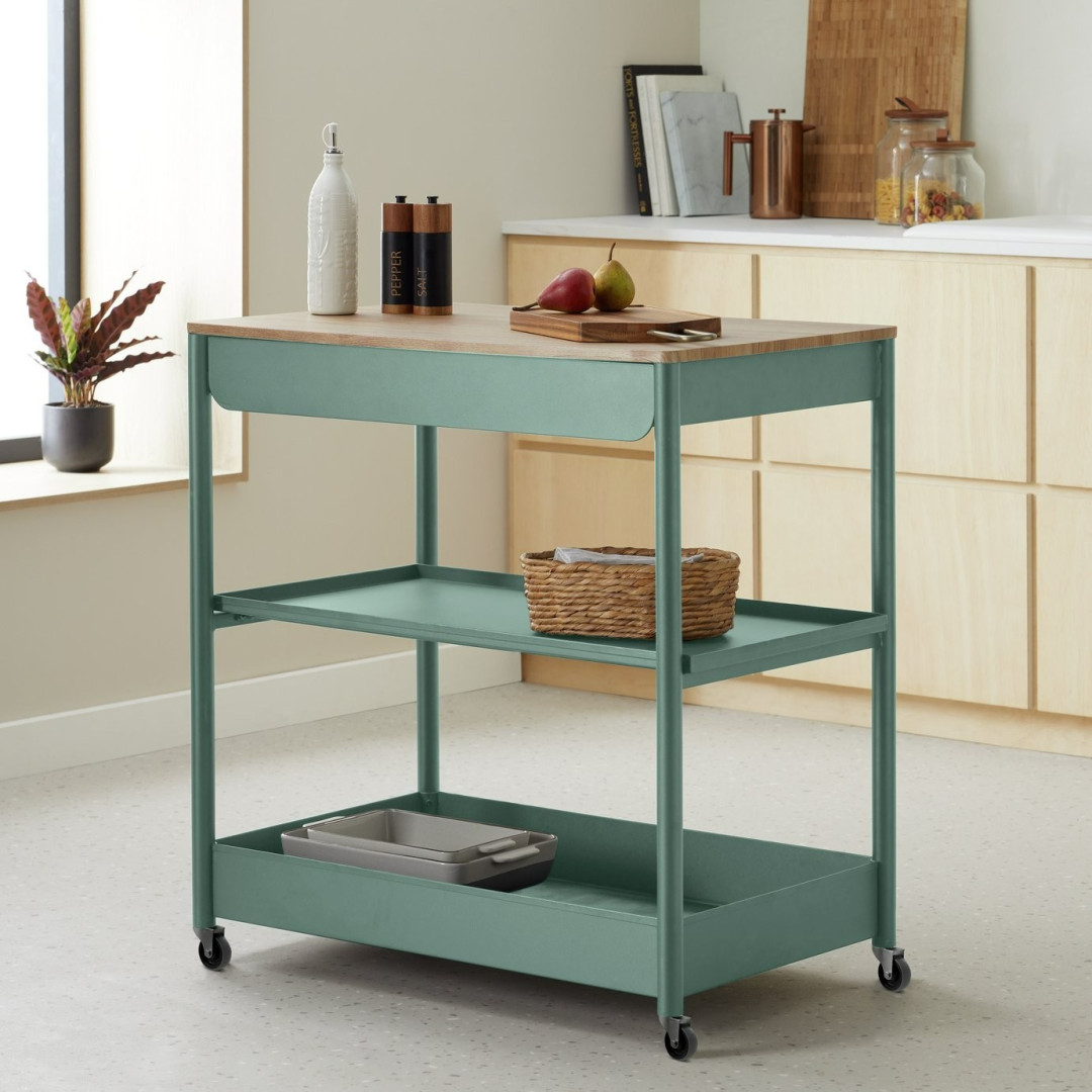 Kaylo Metal Kitchen Trolley - Blue | Utility cart for kitchen Kaylo Metal Kitchen Trolley - Blue | Utility cart for kitchen