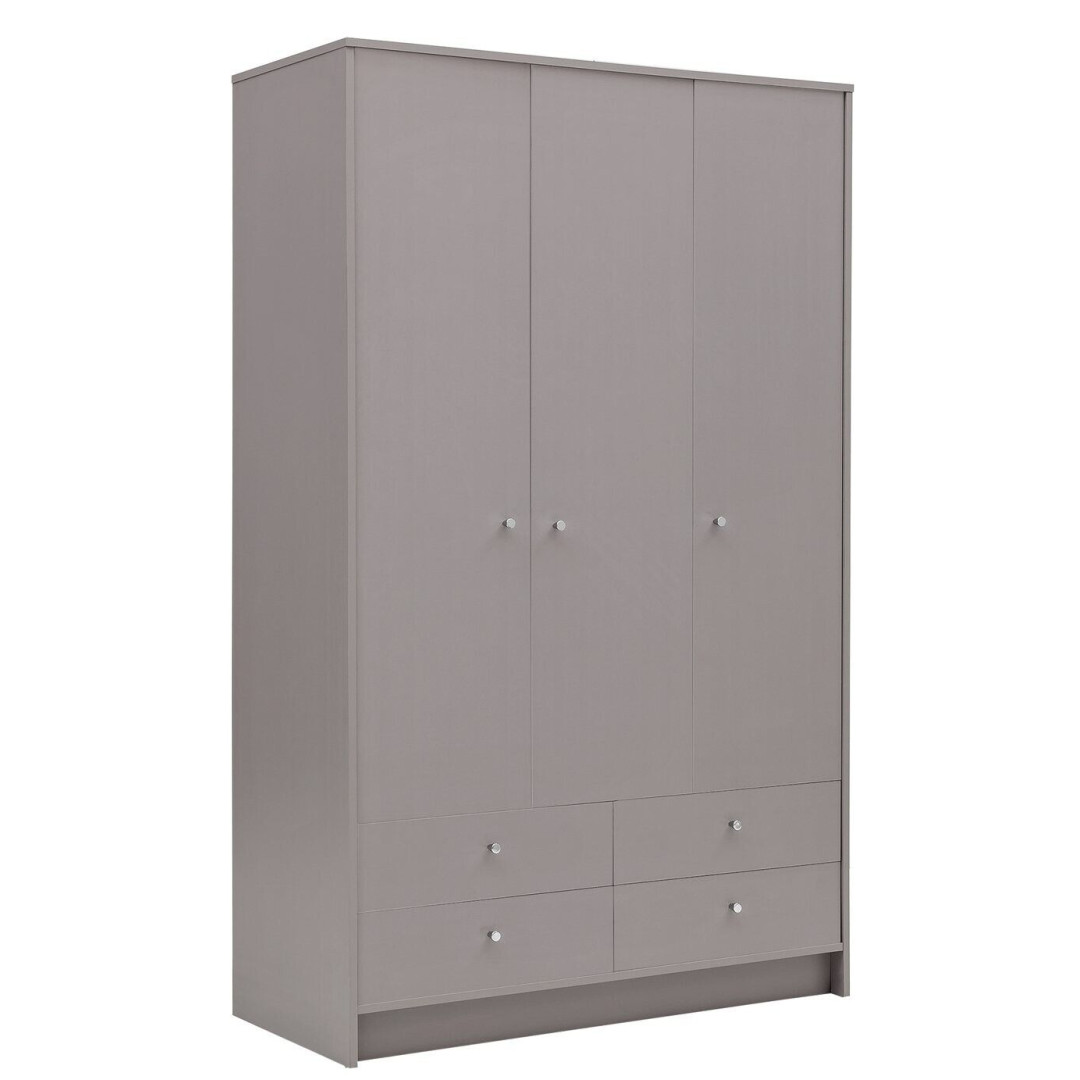 Home Malibu 3 Door 4 Drawer Wardrobe - Grey Home Malibu 3 Door 4 Drawer Wardrobe - Grey