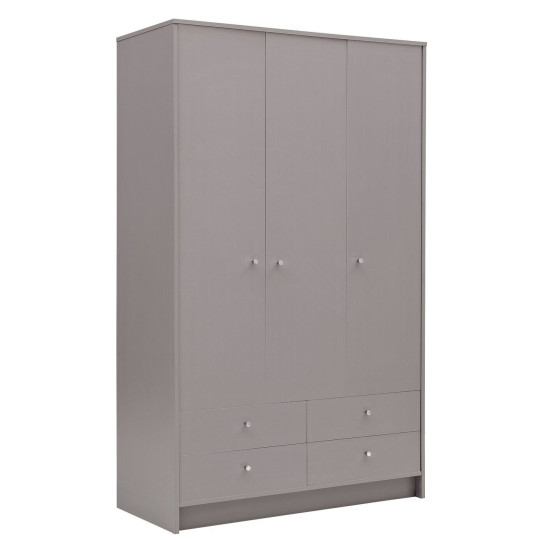 Home Malibu 3 Door 4 Drawer Wardrobe - Grey