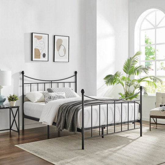 Home Clara Double Metal Bed Frame - Black | Frame with Mattress Bedroom