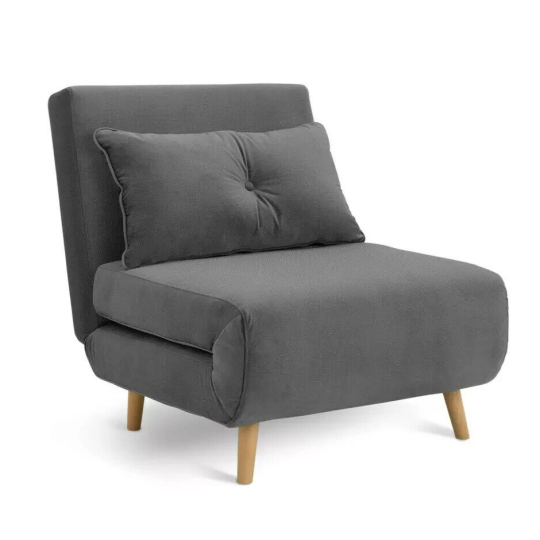 Roma Single Compact Fabric Chairbed - Grey | Small Sofa Bed Guest Chair