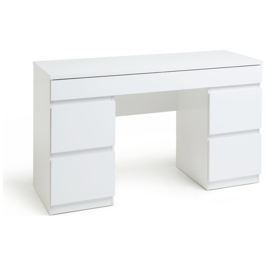 Jenson Double Pedestal Dressing Table-Matte White |Storage Makeup Vanity Bedroom Jenson Double Pedestal Dressing Table-Matte White |Storage Makeup Vanity Bedroom