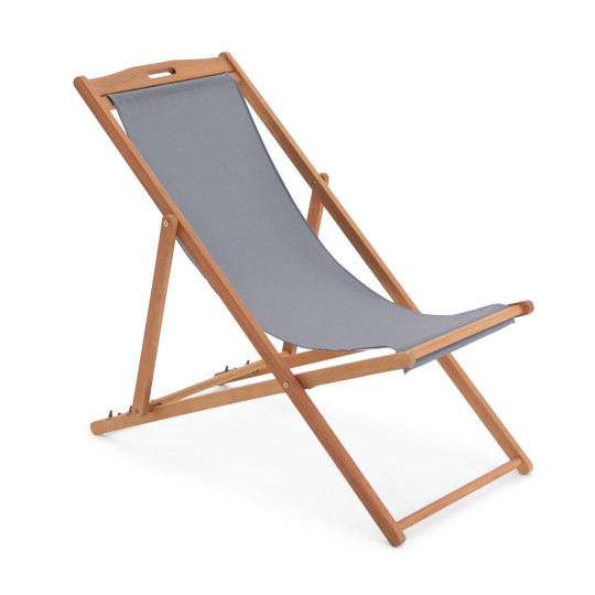 Folding Wooden Garden Deck Chair - Charcoal | Comfortable Outdoor Patio