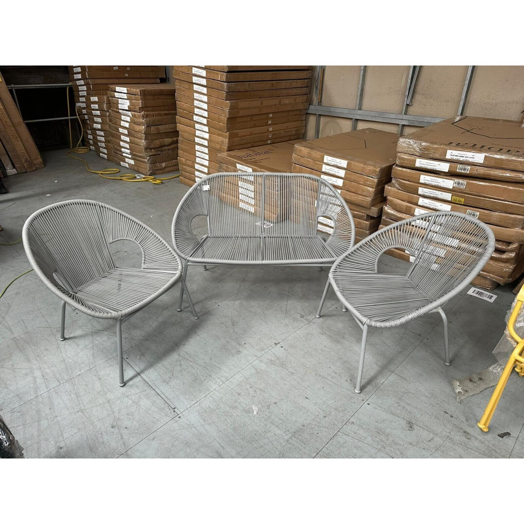 Nordic Garden Set - Bench and 2 Chairs - Grey Nordic Garden Set - Bench and 2 Chairs - Grey