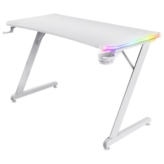 Trust GXT709 Luminus RGB Gaming Desk - White | LED Computer Table Station
