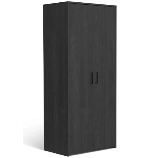 Home Oslo 2 Door Wardrobe Black Oak Effect | Bedroom Storage Wardrobe Furniture