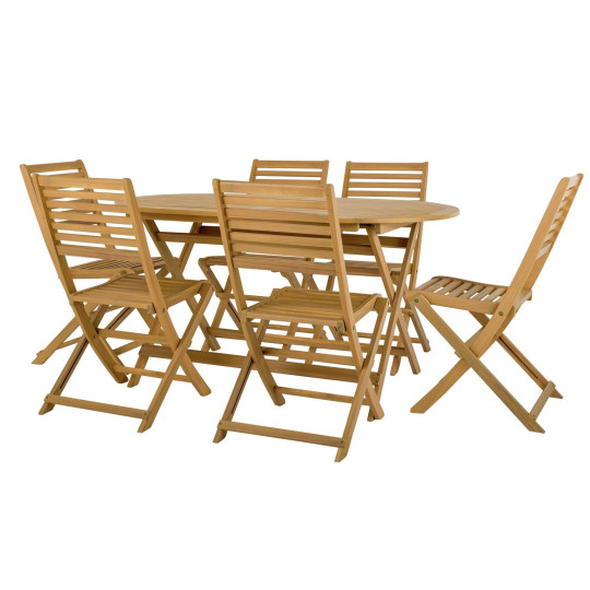 Home Newbury 6 Seater Folding Wooden Patio Set | Outdoor Garden Furniture