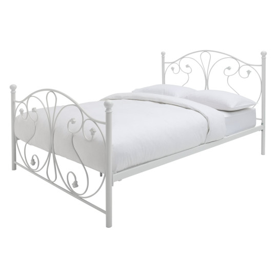 Home Marietta Double Metal Bed Frame - White | Elegant Bedroom Setup