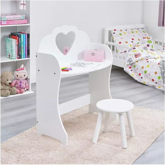 Liberty House Toys Kids Dressing Table and Stool - White | Children’s Bedroom Se