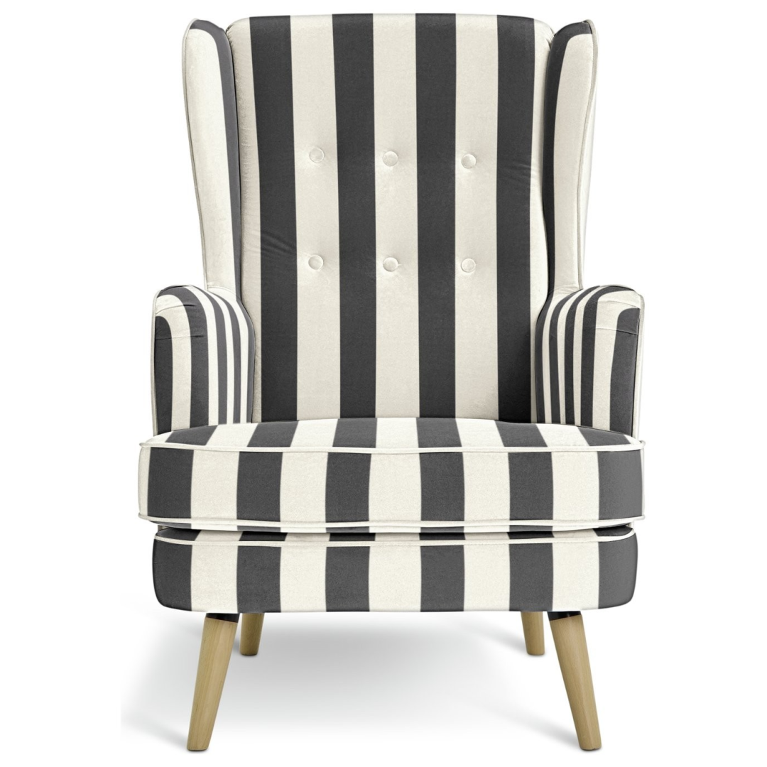 Callie Fabric Wingback Chair - Black & White Callie Fabric Wingback Chair - Black & White