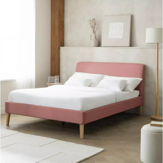 Ren Double Fabric Bed Frame Pink | Modern Bedroom Furniture Bedstead