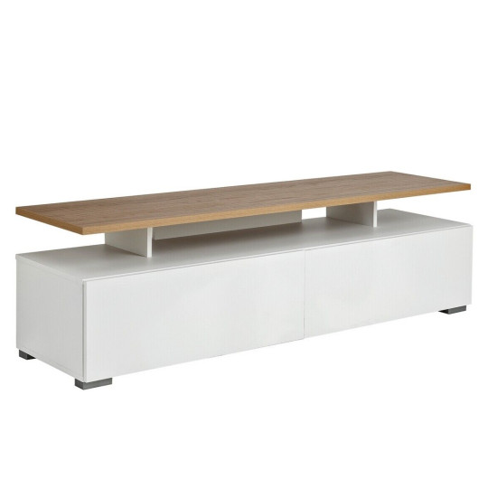 Floating Top TV Unit - White & Oak (B Grade 51537-51541) | Media Cabinet