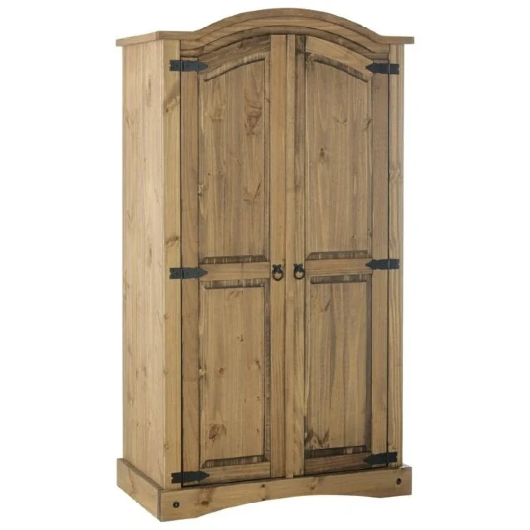 Home Puerto Rico 2 Door Wardrobe Dark Pine | Compact Bedroom Storage Furniture Home Puerto Rico 2 Door Wardrobe Dark Pine | Compact Bedroom Storage Furniture