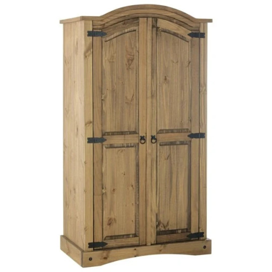 Home Puerto Rico 2 Door Wardrobe Dark Pine | Compact Bedroom Storage Furniture