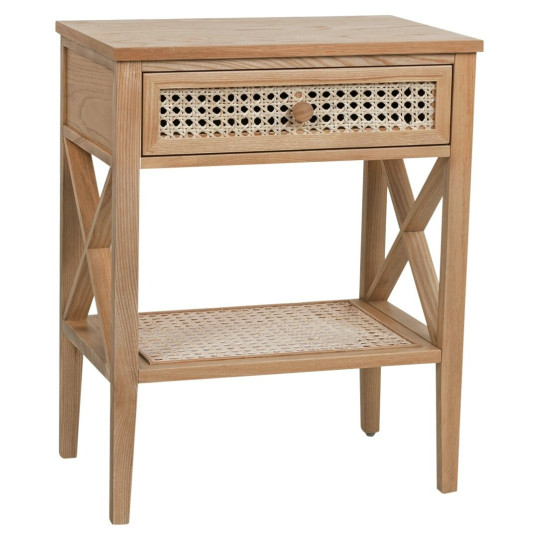 Mornington Rattan 1 Drawer Bedside Table - Oak